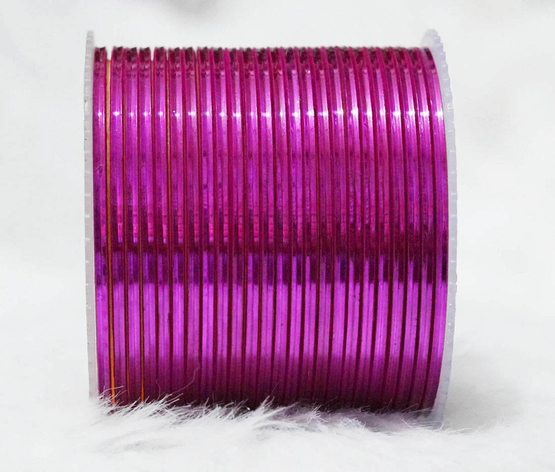 Rani Color Glossy Metal Bangle for Women & Girls (Pack of 24)