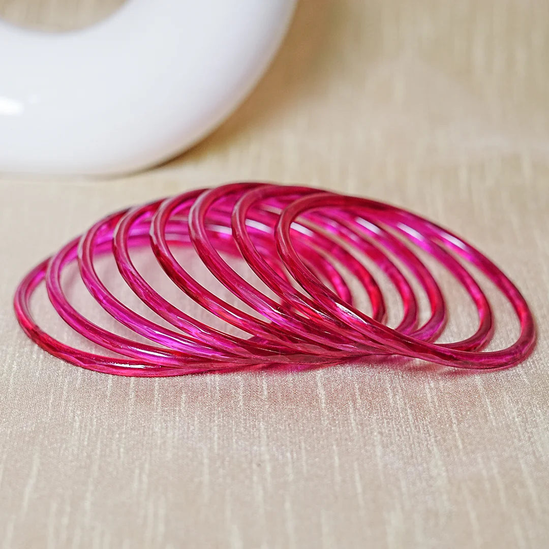 Trendy Acrylic Bangles Glossy & Smooth Finish for Women (Pack of 8)