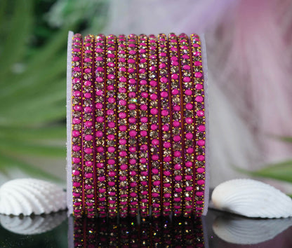 Glass Bangles with Beads Studded for Women & Girls | Multiple Color Chudiyan (Pack of 12 Bangles)