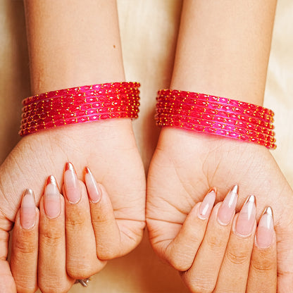 Raindrop Glass Bangle for Women (Pack of 12 Bangles)