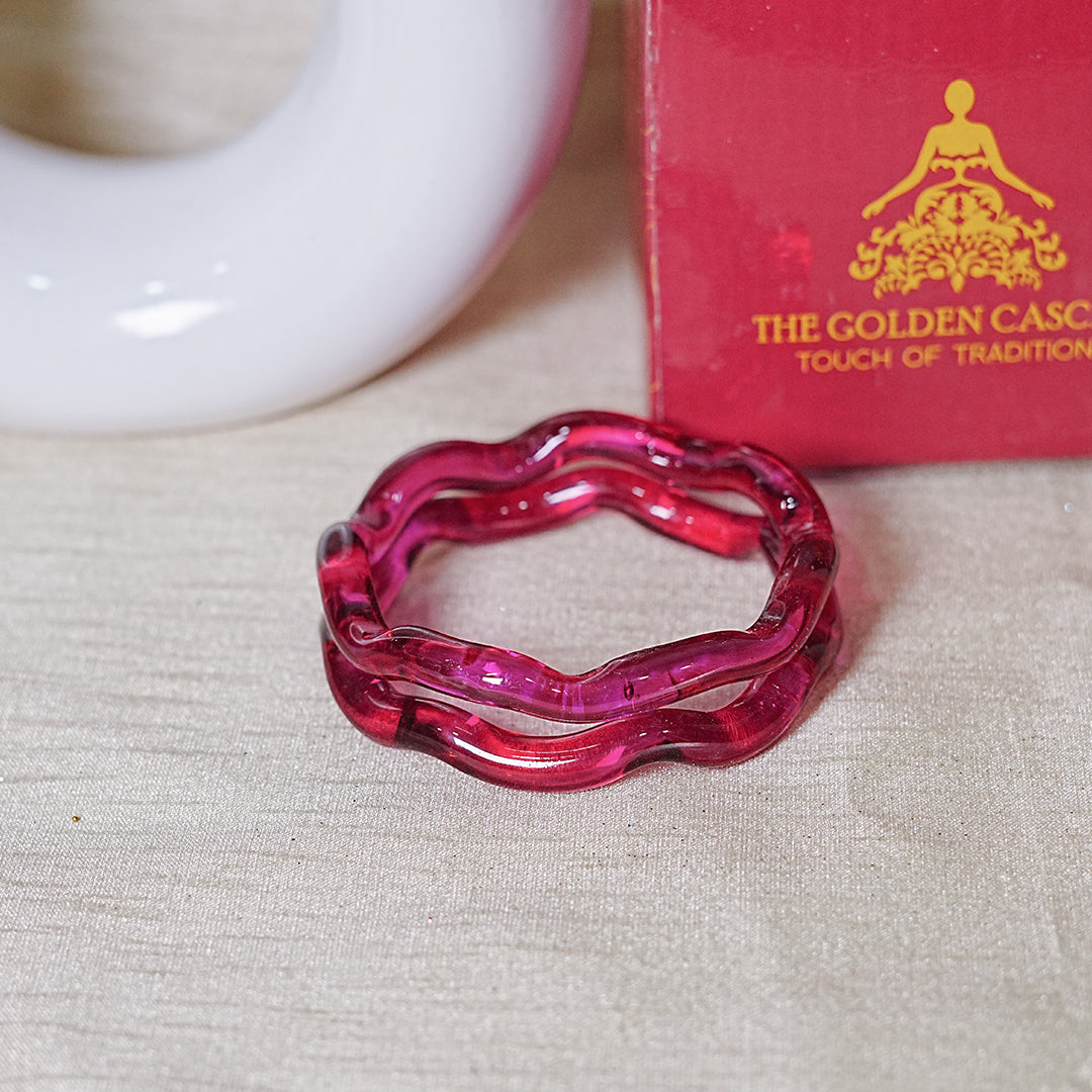 Zig-Zag Glass Kada Bangle, Glossy Finish for women and girls (Pack of 2 Kada)