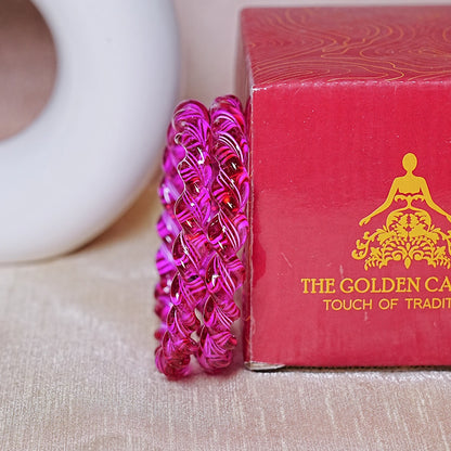 Glossy Finish Spiral Look Glass Kada Bangle for Women & Girls (Pack of 2)