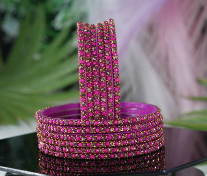 Glass Bangles with Beads Studded for Women & Girls | Multiple Color Chudiyan (Pack of 12 Bangles)