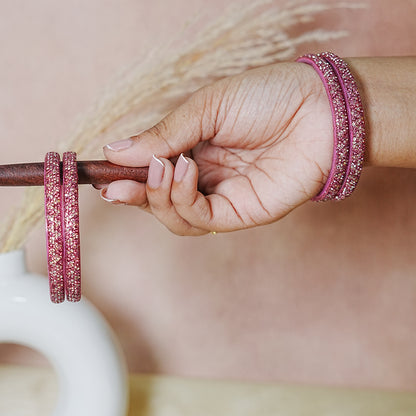 Handmade Beaded Work Glass Kada Bangles for Women & Girls (Pack of 4 Kada)