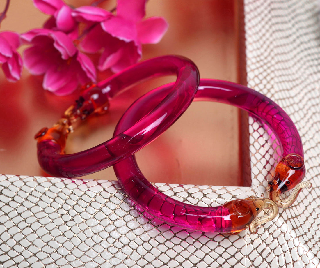 Multiple Colors Glass Kada Elephant Design for Women & Girls | Glossy Finished & Unique Bangles for Ladies