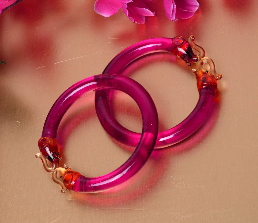 Multiple Colors Glass Kada Elephant Design for Women & Girls | Glossy Finished & Unique Bangles for Ladies