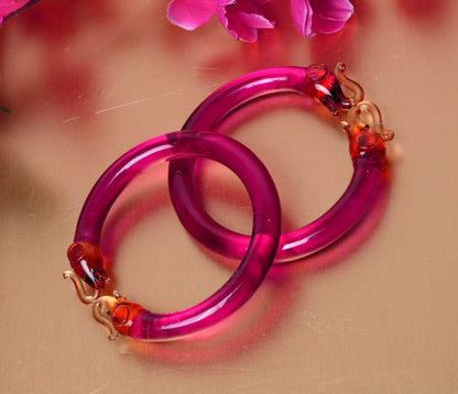 Multiple Color Elephant Design Glass Kada for Women & Girls (Pack of 2 Kada)