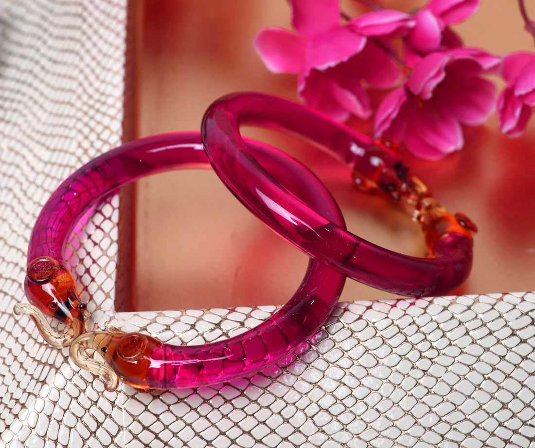Multiple Colors Glass Kada Elephant Design for Women & Girls | Glossy Finished & Unique Bangles for Ladies