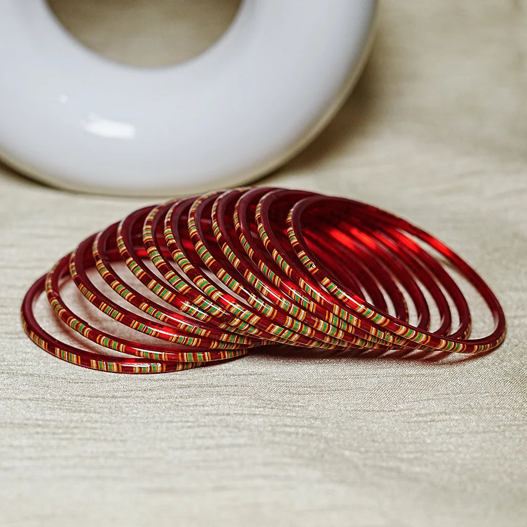 Women’s Printed Glass Bangles – Shiny & Smooth Finish (Pack of 12)