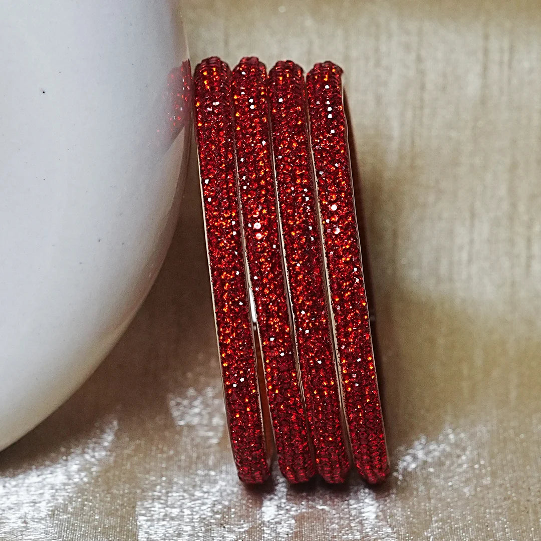 Handmade Designer Beads Work Glass Kada Bangles for Women & Girls (Pack of 4)