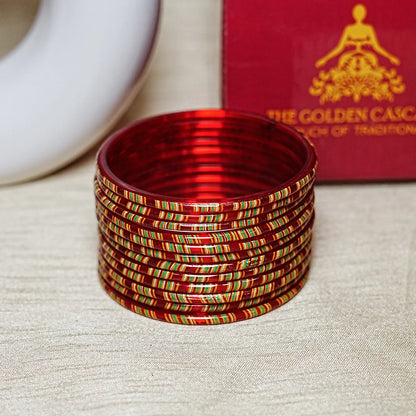 Women’s Printed Glass Bangles – Shiny & Smooth Finish (Pack of 12)