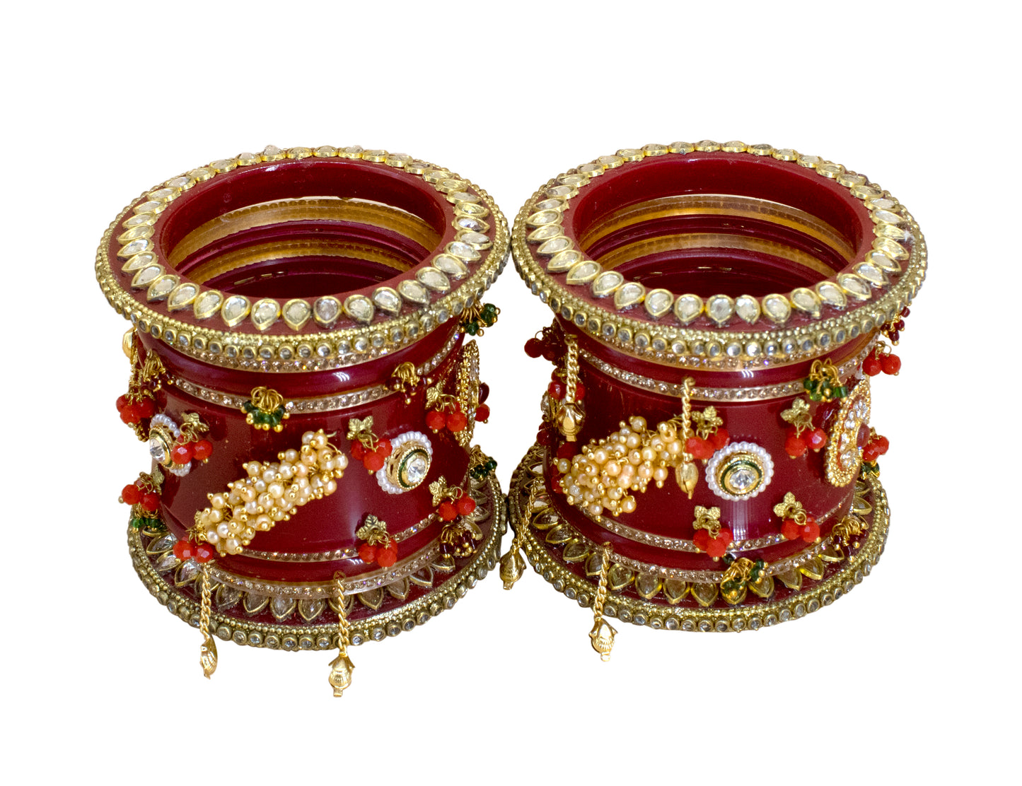 Red Color Rajwadi Bridal Chuda Set for Women | Traditional Indian Wedding Chura Set for Brides
