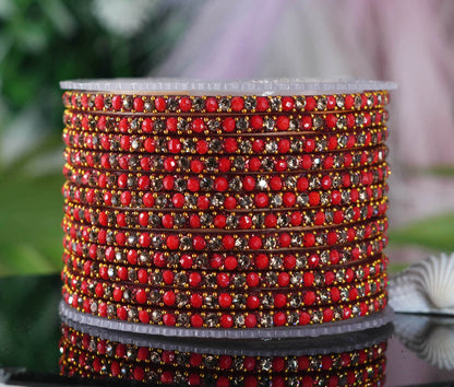Glass Bangles with Beads Studded for Women & Girls | Multiple Color Chudiyan (Pack of 12 Bangles)