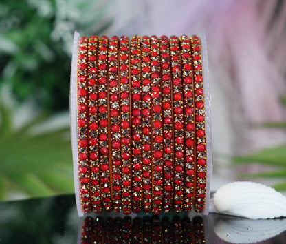 Glass Bangles with Beads Studded for Women & Girls | Multiple Color Chudiyan (Pack of 12 Bangles)