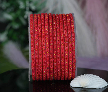 Glass Bangle with Golden Ball Studded for Women & Girls (Pack of 12 Bangles)