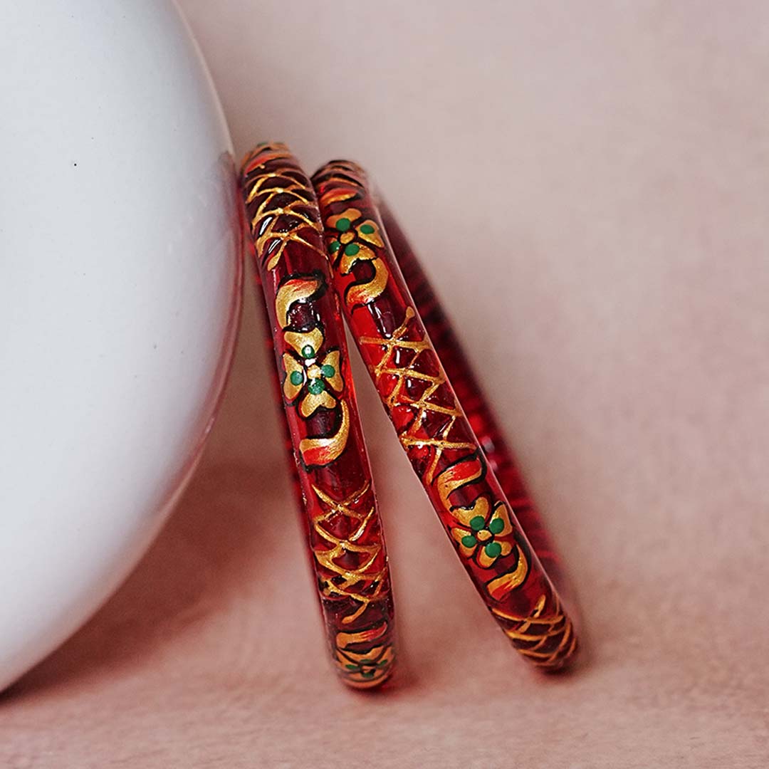 Traditional Glass Kada Bangle with Meenakari Work for Women & Girls (pack of 2 kada)