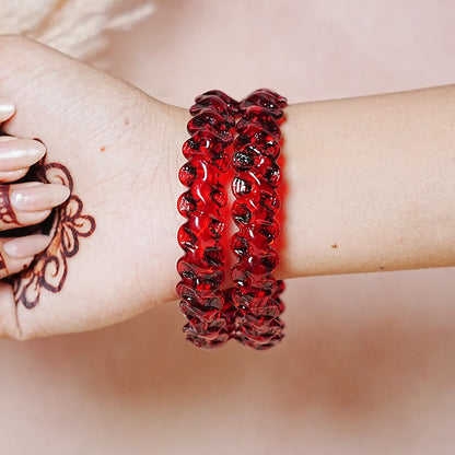 Unique Design "Sitara Glass Kada" Bangles with Glossy Finish for Women & Girls (Pack of 2)