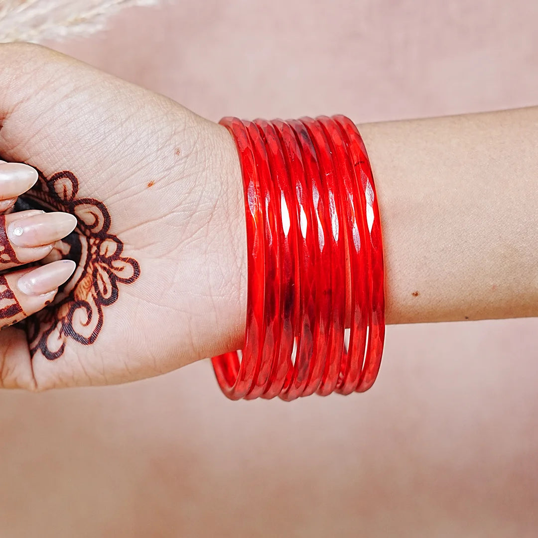Trendy Acrylic Bangles Glossy & Smooth Finish for Women (Pack of 8)