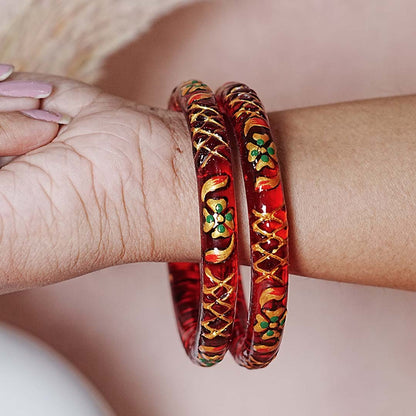 Traditional Glass Kada Bangle with Meenakari Work for Women & Girls (pack of 2 kada)