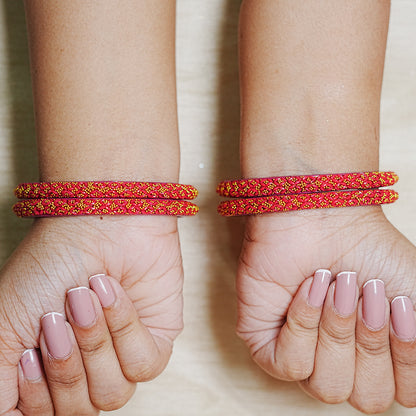 Golden Ball Studded Handcrafted Glass Kada Bangles for Women & Girls (Pack of 4 Kada)