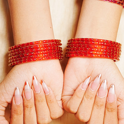 Raindrop Glass Bangle for Women (Pack of 12 Bangles)