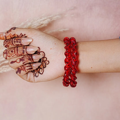 Glossy Finish Spiral Look Glass Kada Bangle for Women & Girls (Pack of 2)