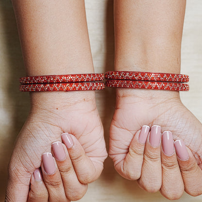 Handmade Beaded Work Glass Kada Bangles for Women & Girls (Pack of 4 Kada)