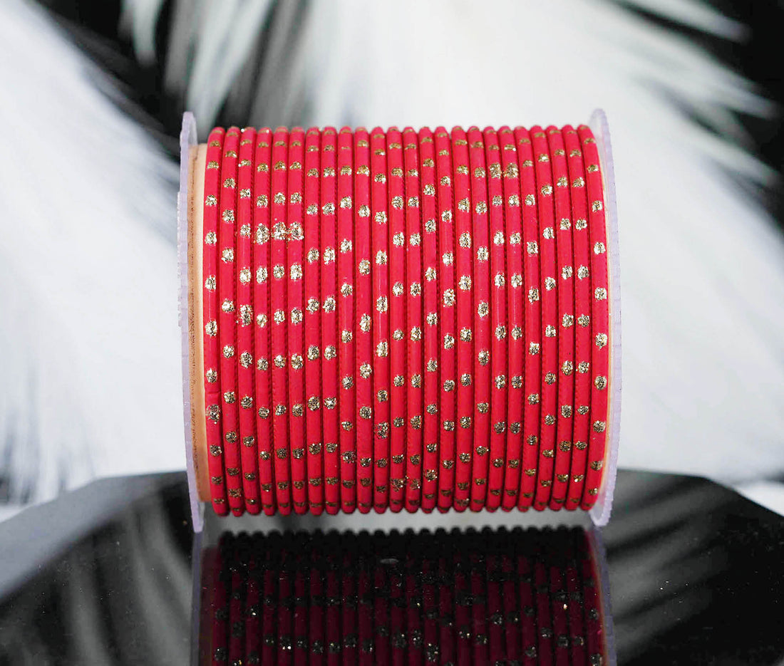 Red Dot Design Matte Finish Metal Bangle for Women & Girls (Pack of 24)