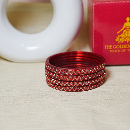 Handmade Beaded Work Glass Kada Bangles for Women & Girls (Pack of 4 Kada)