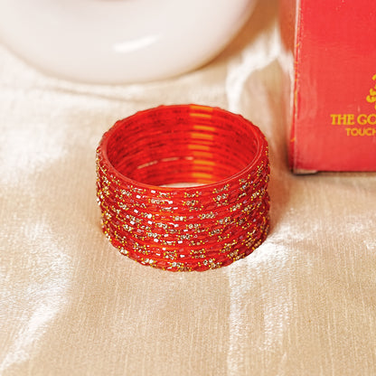 Multiple Color Glass Bangle with Beads Studded for Women & Girls (Pack of 12 Bangles)