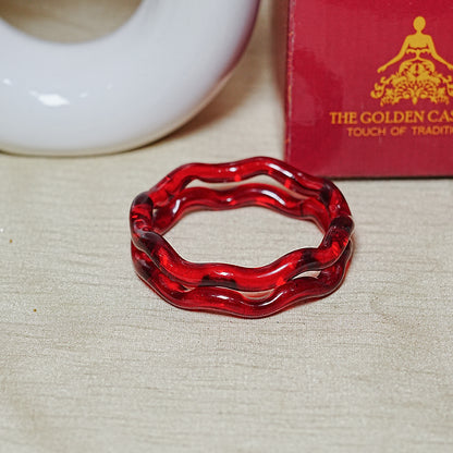 Zig-Zag Glass Kada Bangle, Glossy Finish for women and girls (Pack of 2 Kada)