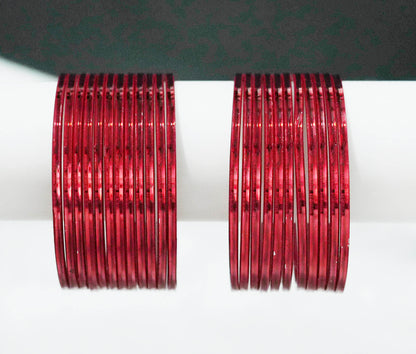 Red Color Glossy Metal Bangle for Women & Girls (Pack of 24)