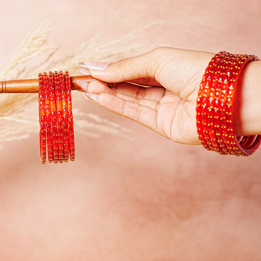 Raindrop Glass Bangle for Women (Pack of 12 Bangles)