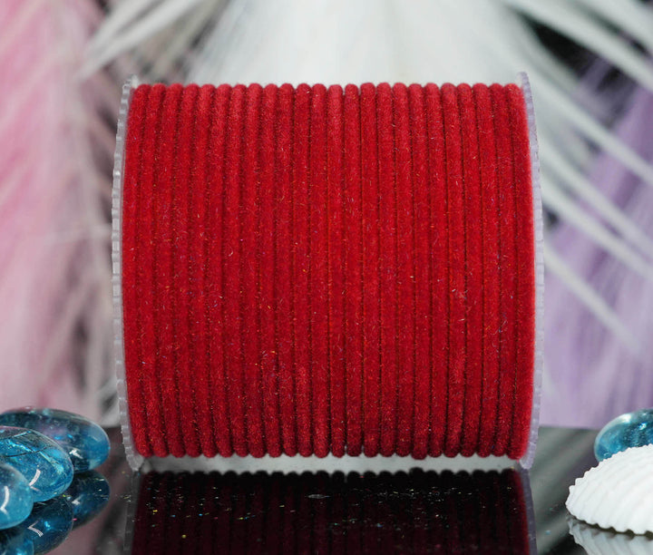 Red Color Velvet Metal Bangles for Women & Girls (Pack of 24)