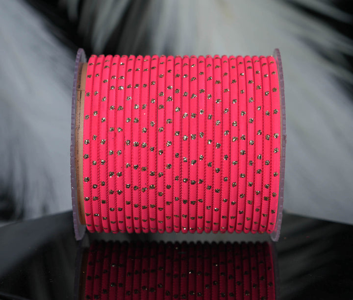 Rose Dot Design Matte Finish Metal Bangle for Women & Girls (Pack of 24)