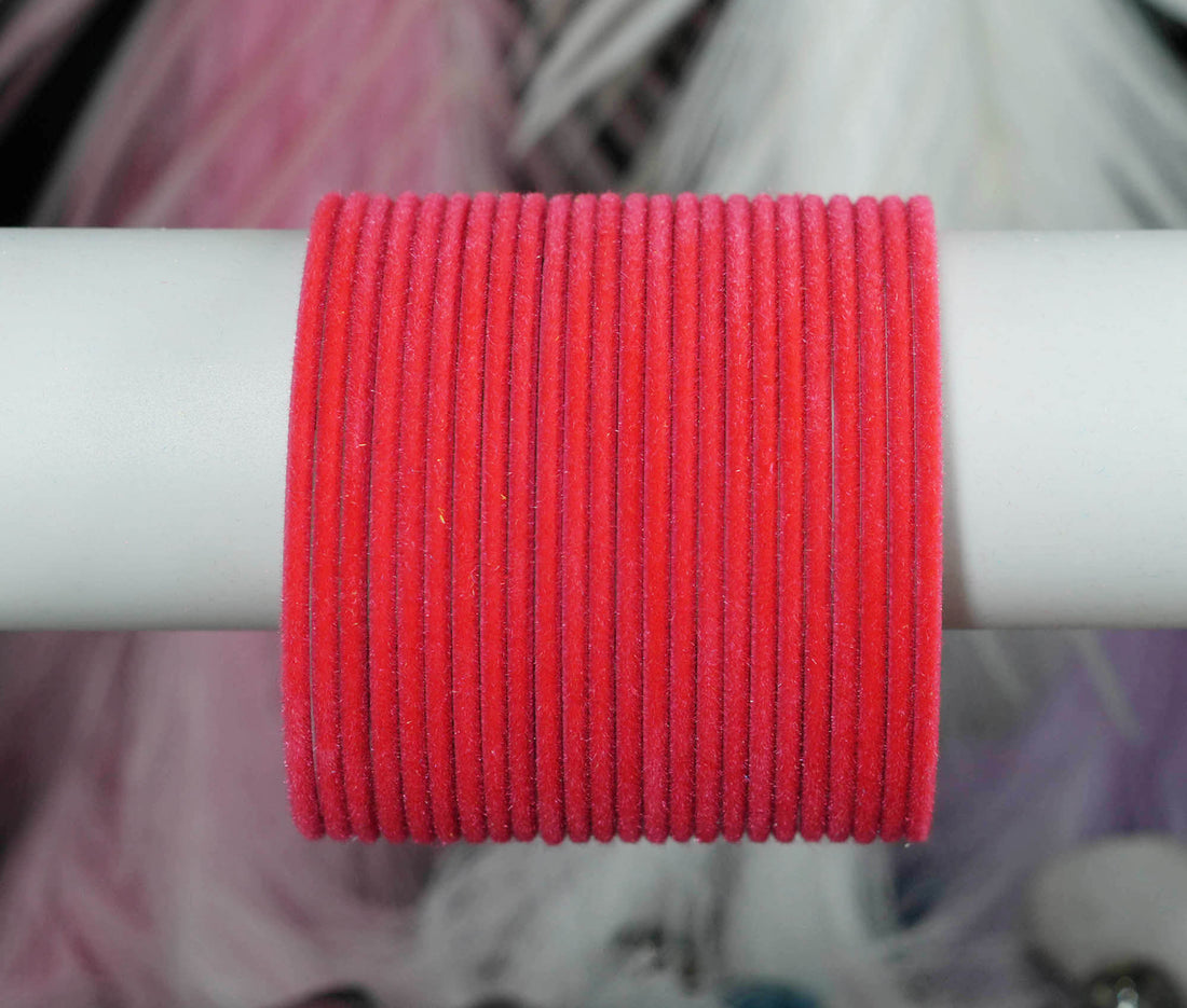 Rose Velvet Metal Bangles for Women & Girls (Pack of 24)