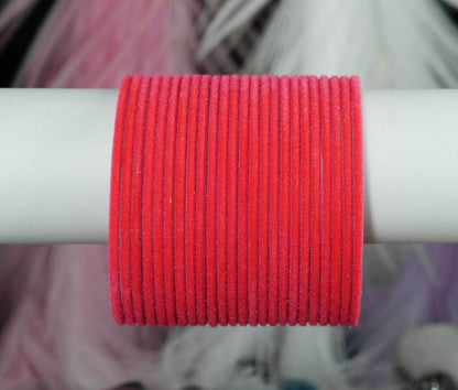 Rose Velvet Metal Bangles for Women & Girls (Pack of 24)