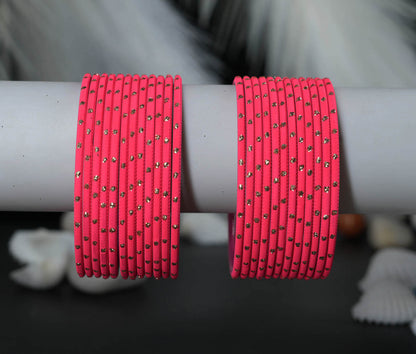 Fancy Multiple Color Dot Design Metal Bangles for Women Matte Finish Chudiyan