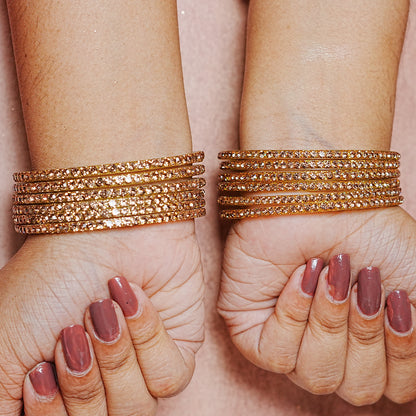 Glass Bangle for Women and Girls | Elegant Beads & Stone Work Design (Pack of 12 Bangles)