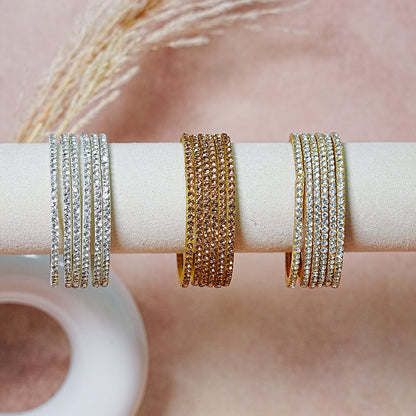 Glass Bangle for Women and Girls | Elegant Beads & Stone Work Design (Pack of 12 Bangles)