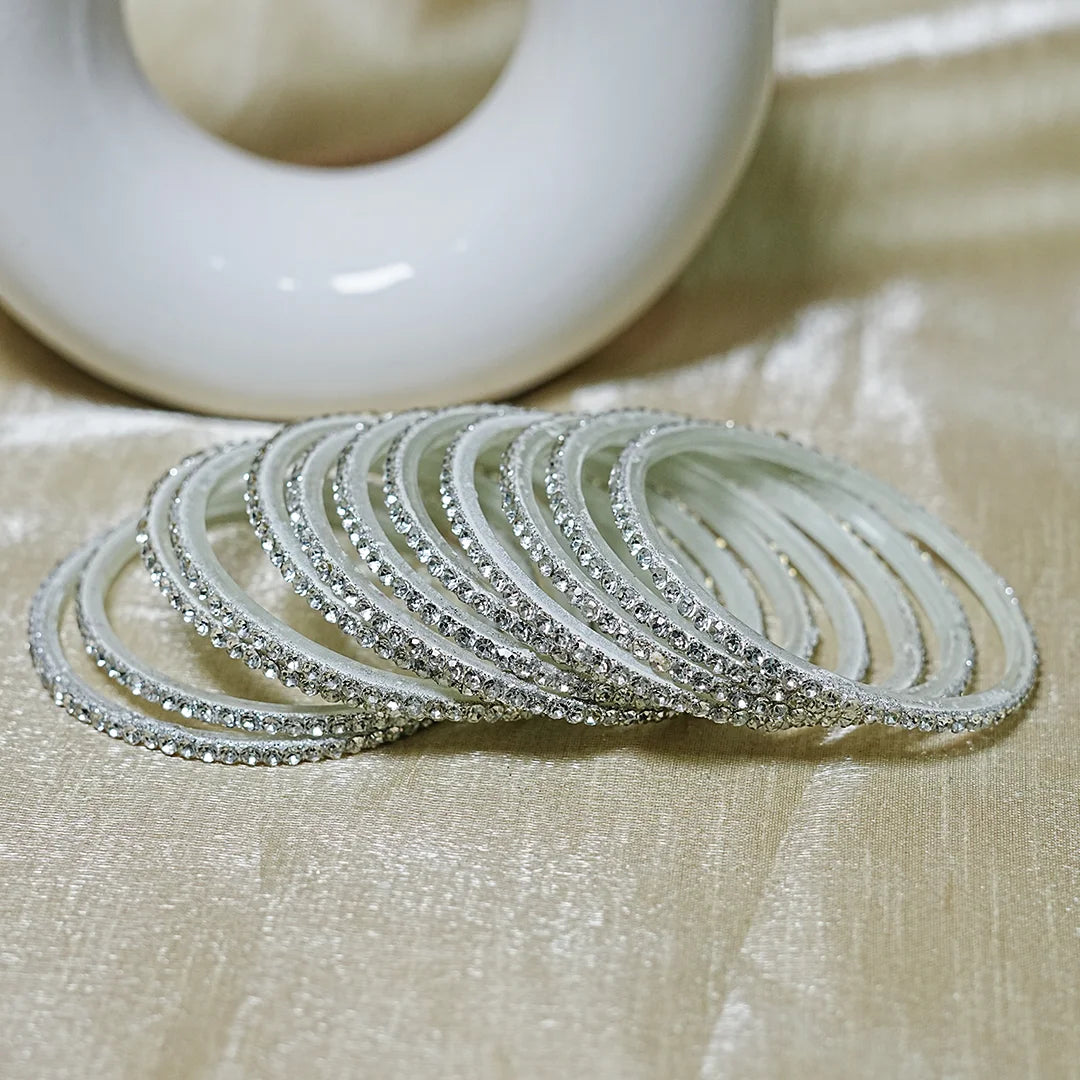Glass Bangle for Women and Girls | Elegant Beads & Stone Work Design (Pack of 12 Bangles)