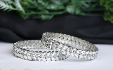 Traditional Mirror Work Metal Kada for Women (Pack Of 2)