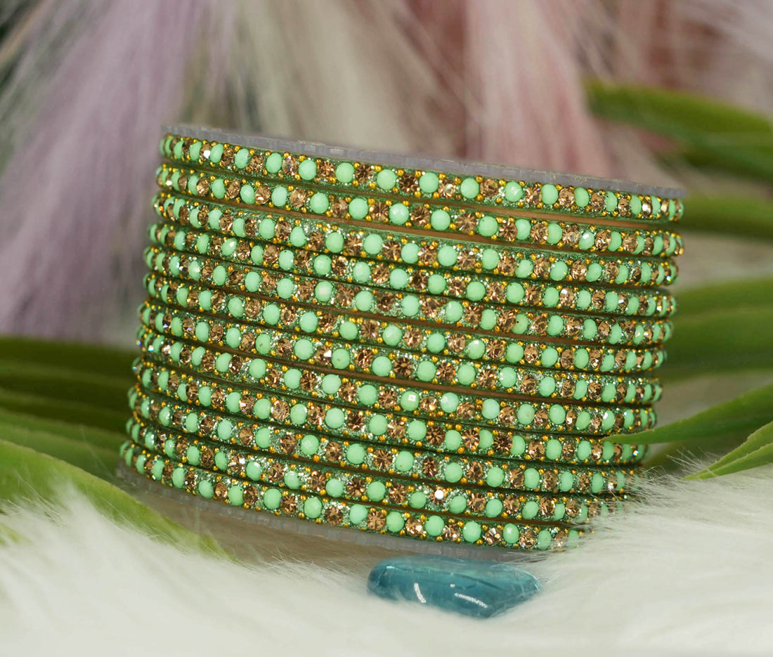 Designer Glass Bangles for Women & Girls | Multiple Color Beads Stone Studded Chudiyan for Ladies