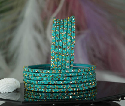 Glass Bangle with Beads Studded for Women & Girls (Pack 12 Bangles)