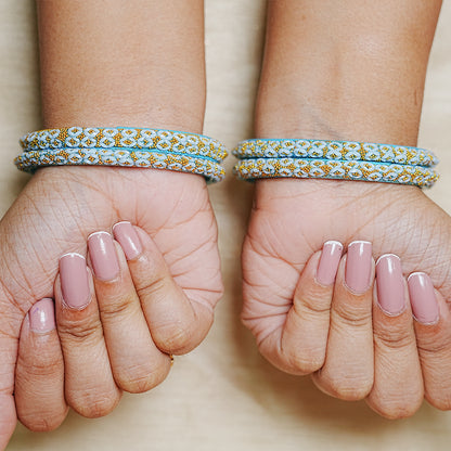 Golden Ball Studded Handcrafted Glass Kada Bangles for Women & Girls (Pack of 4 Kada)