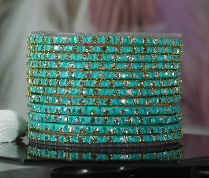 Glass Bangle with Beads Studded for Women & Girls (Pack 12 Bangles)