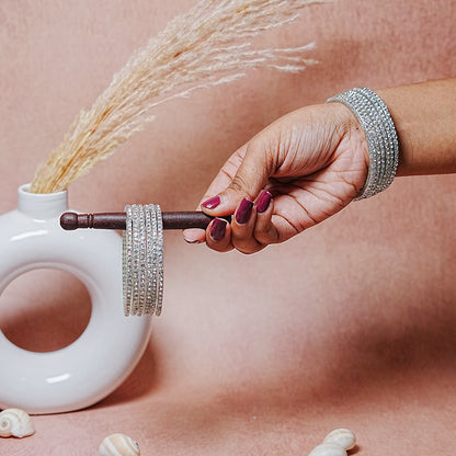 Glass Bangle with Beads Work for Women and Girls (Pack of 12 Bangles)