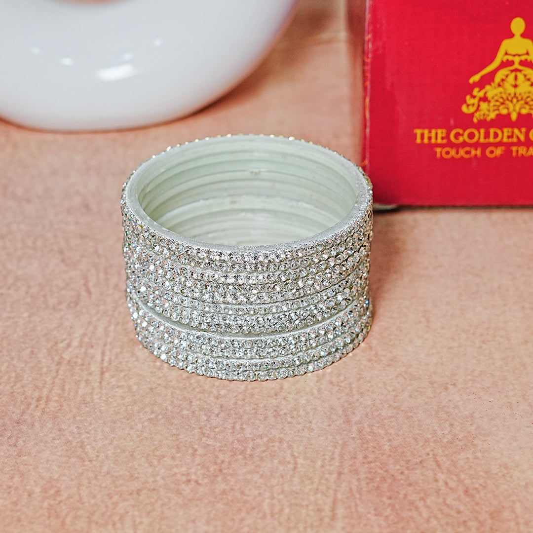 Glass Bangle for Women and Girls | Elegant Beads & Stone Work Design (Pack of 12 Bangles)
