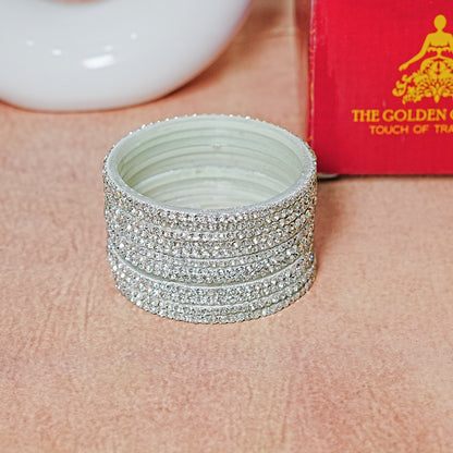 Glass Bangle for Women and Girls | Elegant Beads & Stone Work Design (Pack of 12 Bangles)