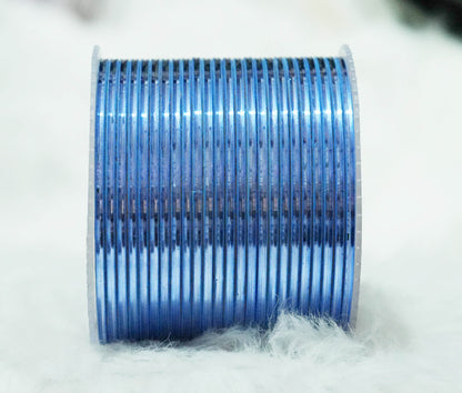 Sky Blue Color Glossy Metal Bangle for Women & Girls (Pack of 24)
